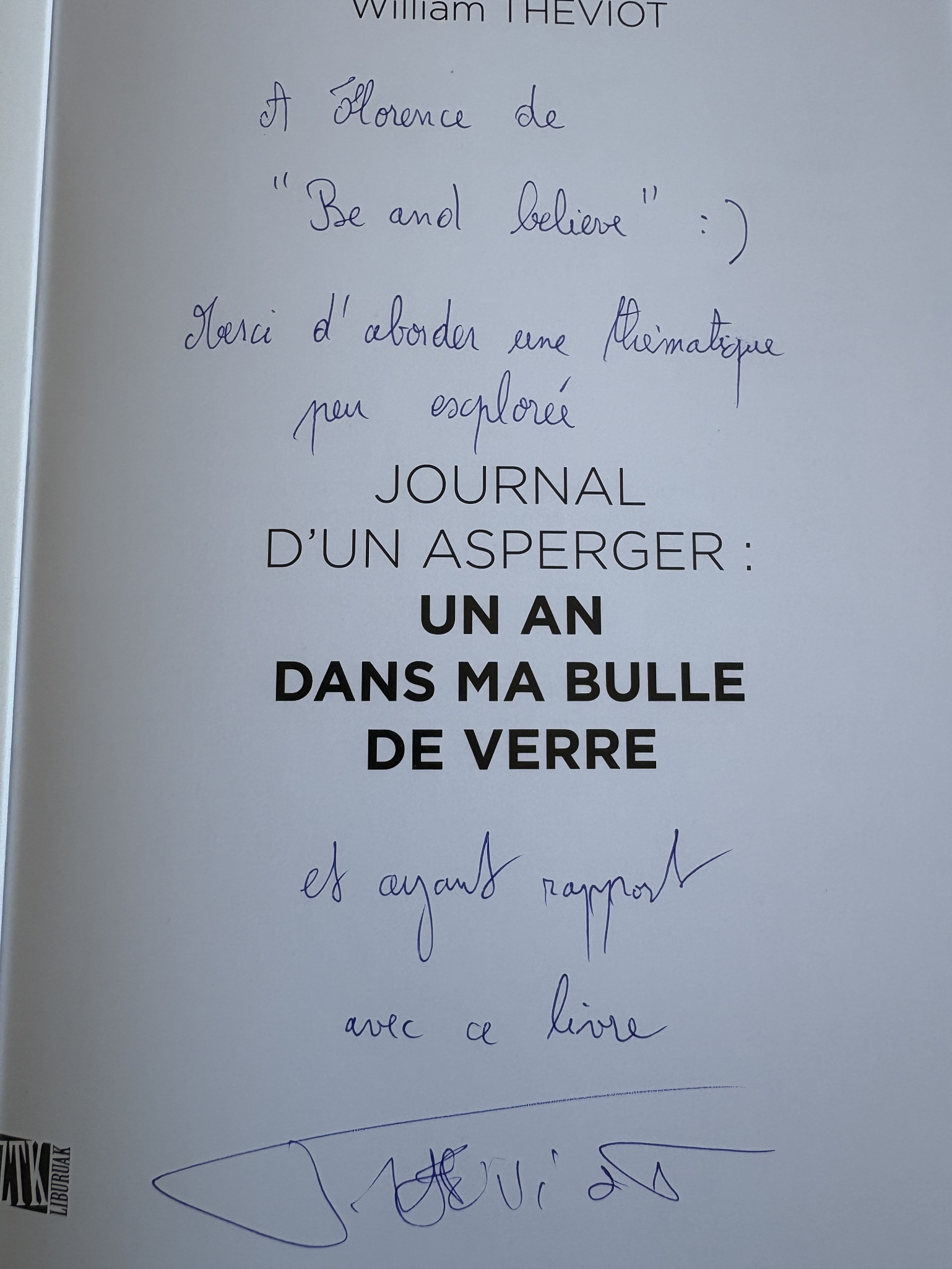 dedicace un an dans ma bulle de verre